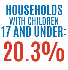 Households with children 17 and under: 20.3%