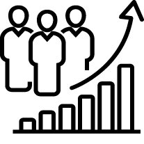 population growth icon, increase social development, global demography, people evolution chart, thin line symbol on white background
