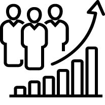 population growth icon, increase social development, global demography, people evolution chart, thin line symbol on white background