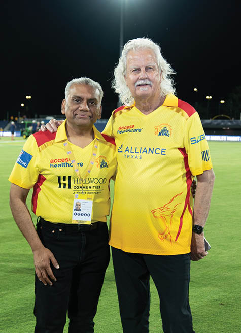 Texas super kings Franchisee owners during match two of the Cognizant Major League Cricket season 2 between the LA Knight Riders and Texas Superkings held at the Grand Prairie cricket stadium, Grand Prairie, United States of America (USA) on the 5th July 2024 Photo by Praveen Bodepudi  / Sportzpics for MLC