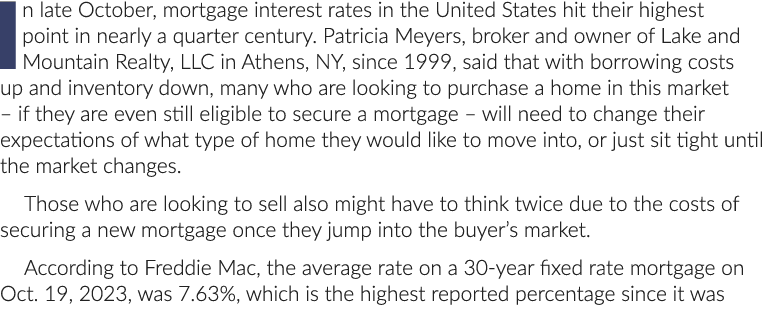 In late October, mortgage interest rates in the United States hit their highest point in nearly a quarter century. Pa...