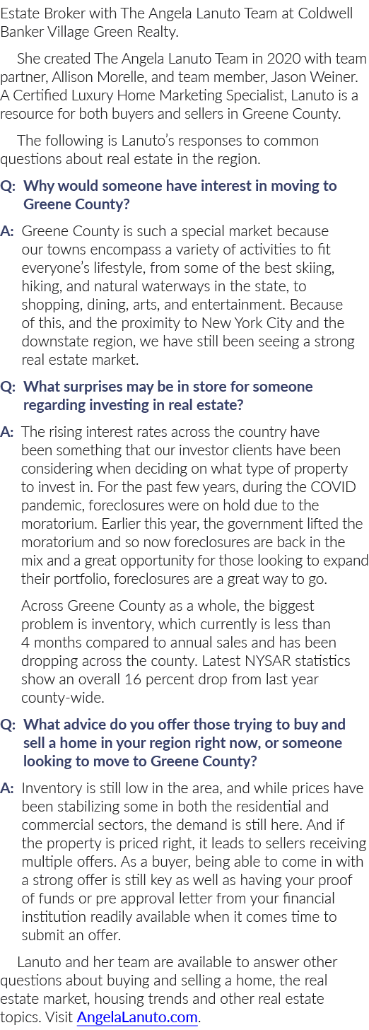 Estate Broker with The Angela Lanuto Team at Coldwell Banker Village Green Realty. She created The Angela Lanuto Team...