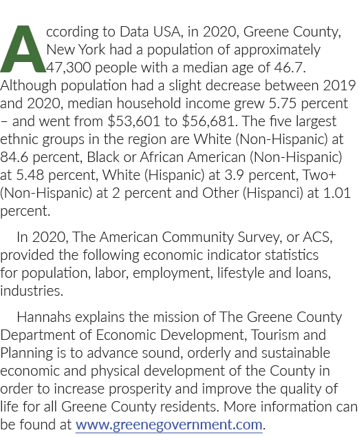 According to Data USA, in 2020, Greene County, New York had a population of approximately 47,300 people with a median...