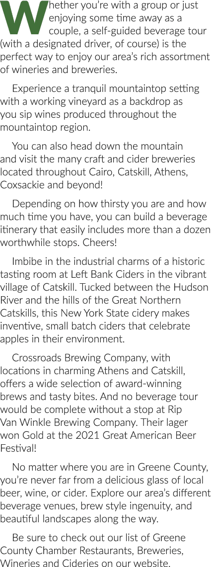 Whether you’re with a group or just enjoying some time away as a couple, a self guided beverage tour (with a designat...