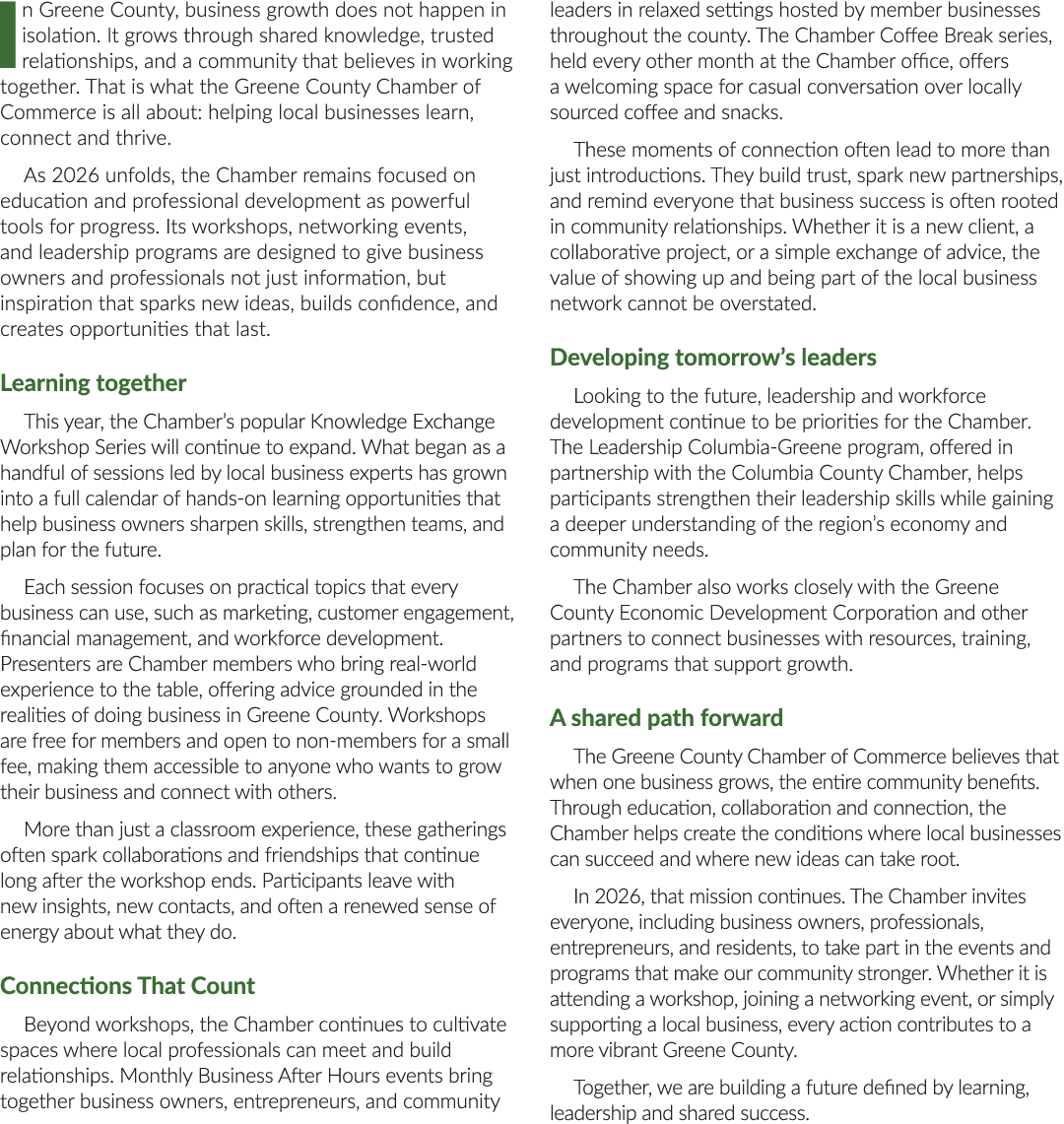 In Greene County, business growth does not happen in isolation. It grows through shared knowledge, trusted relationsh...
