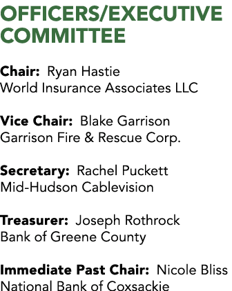 OFFICERS/EXECUTIVE COMMITTEE Chair: Ryan Hastie World Insurance Associates LLC Vice Chair: Blake Garrison Garrison Fi...