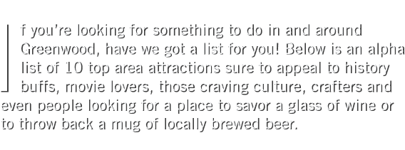 If you’re looking for something to do in and around Greenwood, have we got a list for you! Below is an alpha list of ...
