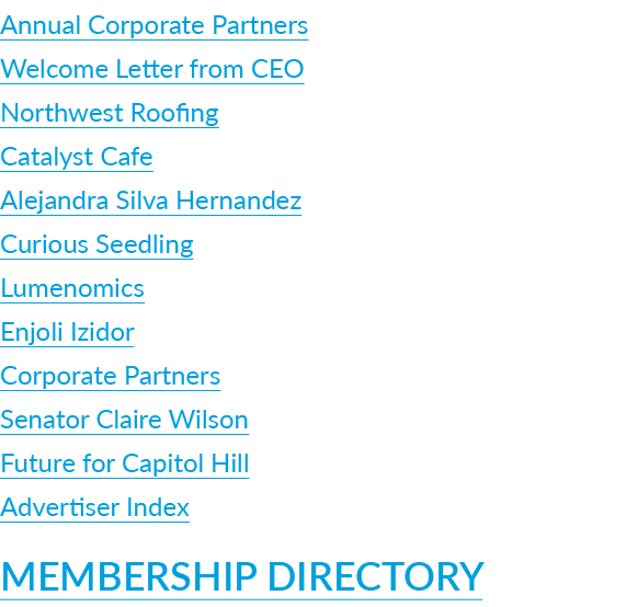 Annual Corporate Partners Welcome Letter from CEO Northwest Roofing Catalyst Cafe Alejandra Silva Hernandez Curious S...