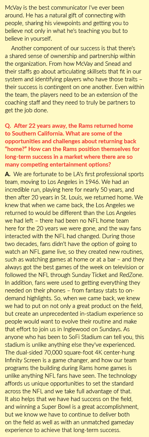 McVay is the best communicator I’ve ever been around. He has a natural gift of connecting with people, sharing his vi...
