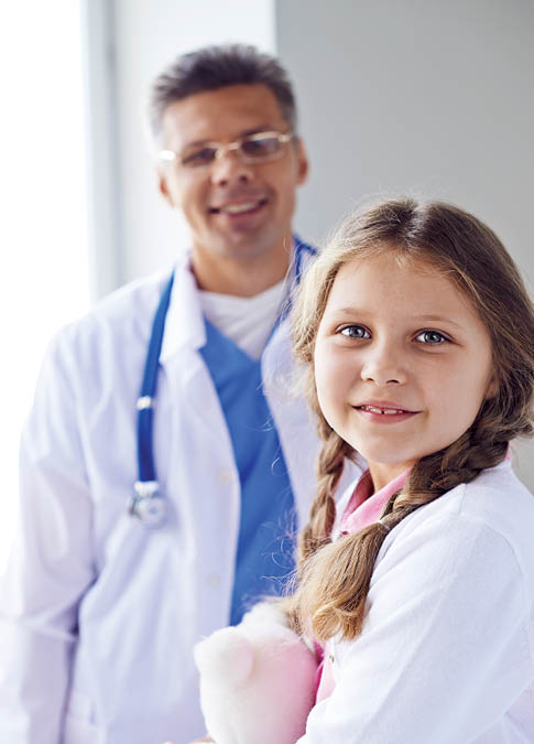 Portrait of cute little girl in hospital