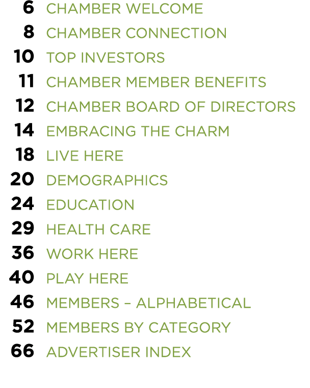  6 Chamber Welcome 8 Chamber Connection 10 Top Investors 11 Chamber Member Benefits 12 Chamber Board of Directors 14 ...