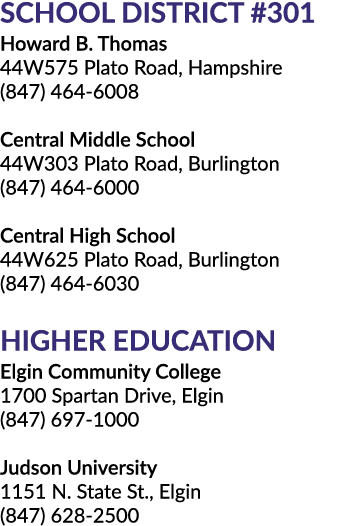 School District #301 Howard B. Thomas 44W575 Plato Road, Hampshire (847) 464 6008 Central Middle School 44W303 Plato ...