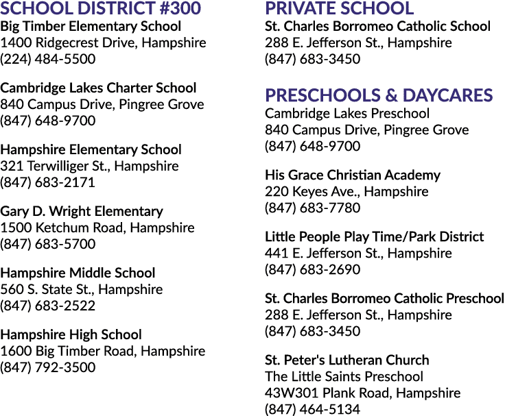 School District #300 Big Timber Elementary School 1400 Ridgecrest Drive, Hampshire (224) 484 5500 Cambridge Lakes Cha...
