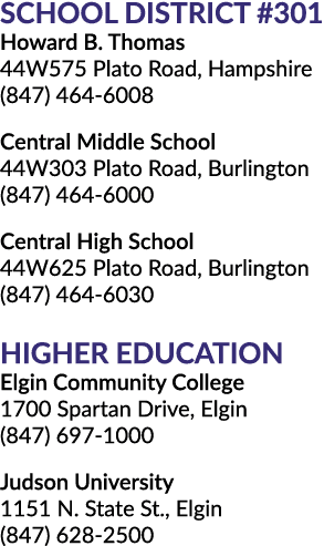 School District #301 Howard B. Thomas 44W575 Plato Road, Hampshire (847) 464 6008 Central Middle School 44W303 Plato ...