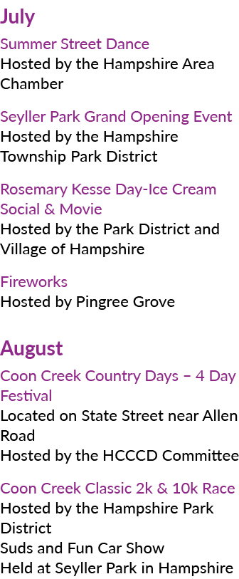 July Summer Street Dance Hosted by the Hampshire Area Chamber Seyller Park Grand Opening Event Hosted by the Hampshir...