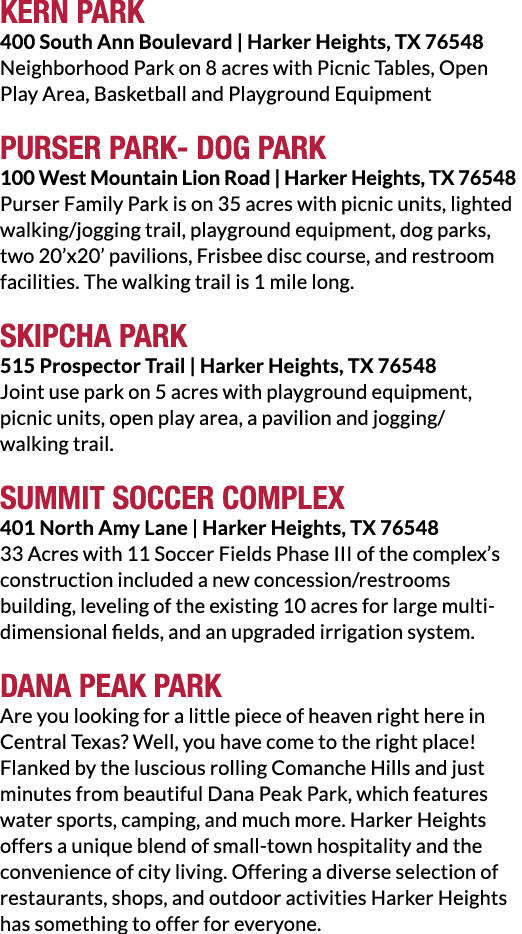 Kern Park 400 South Ann Boulevard | Harker Heights, TX 76548 Neighborhood Park on 8 acres with Picnic Tables, Open Pl...