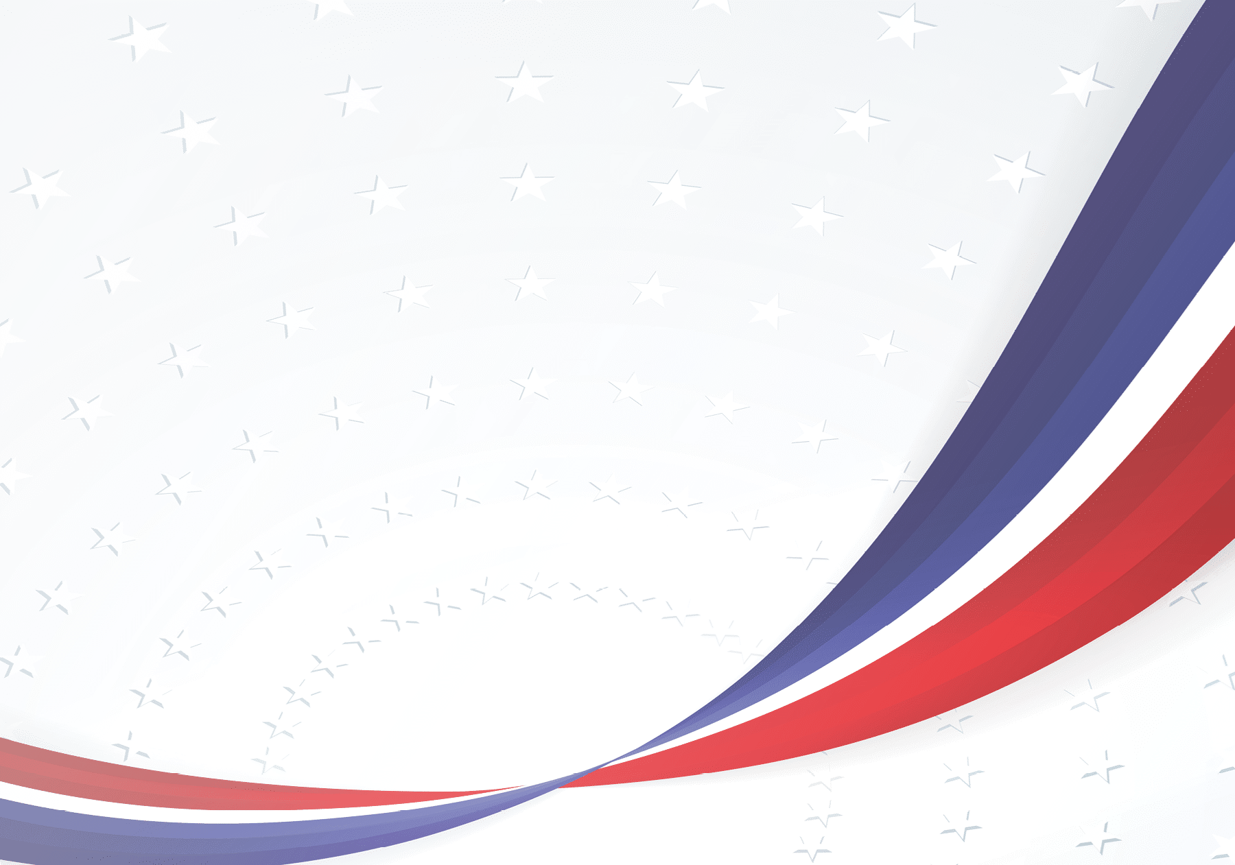 Patriotic background of colors of the national flag of USA smooth abstract wavy lines on the background of the pattern of stars Template banner poster card on Independence Day Element of design Vector