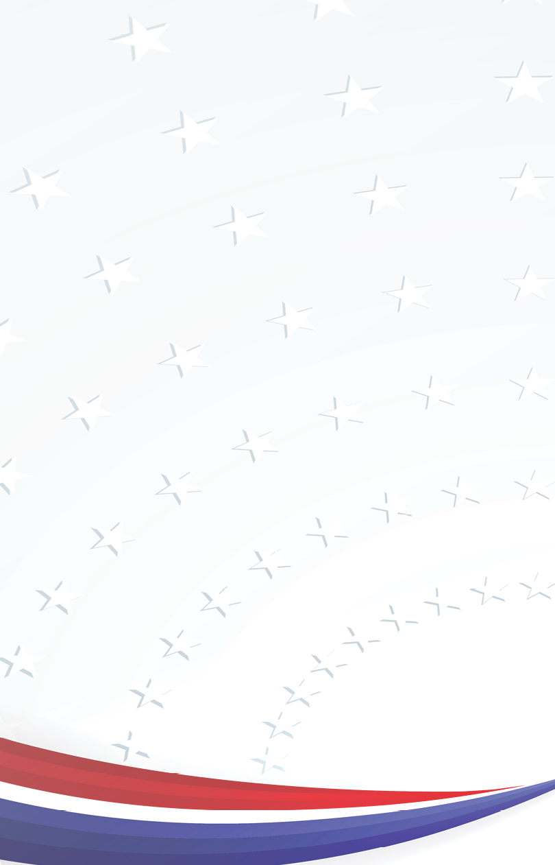 Patriotic background of colors of the national flag of USA smooth abstract wavy lines on the background of the pattern of stars Template banner poster card on Independence Day Element of design Vector