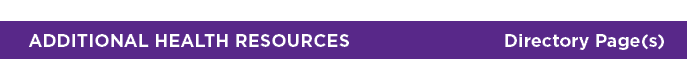  Additional Health Resources Directory Page(s)