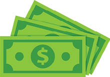 dollar banknotes isolate on white background.