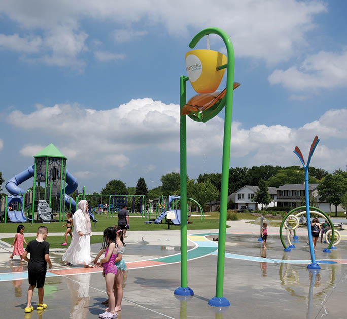 Park district splash pad near South Ridge Lake off Freeman Road, for the Hoffman Estates town guide.