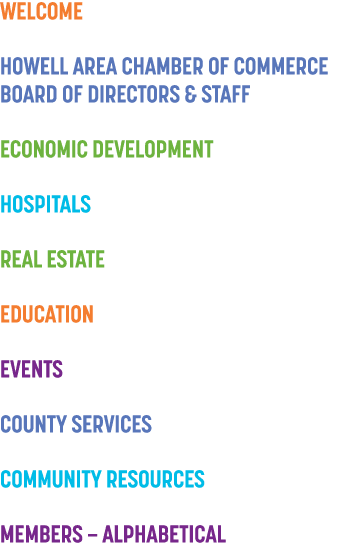 Welcome Howell area chamber of commerce Board of directors & staff Economic development hospitals real estate educati...