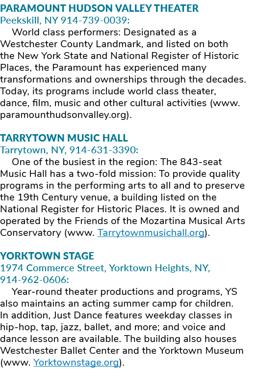 PARAMOUNT HUDSON VALLEY THEATER Peekskill, NY  914-739-0039: World class performers: Designated as a Westchester Coun   