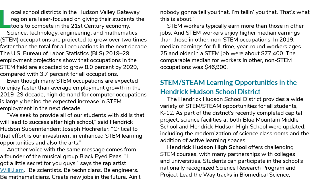 Local school districts in the Hudson Valley Gateway region are laser focused on giving their students the tools to co...