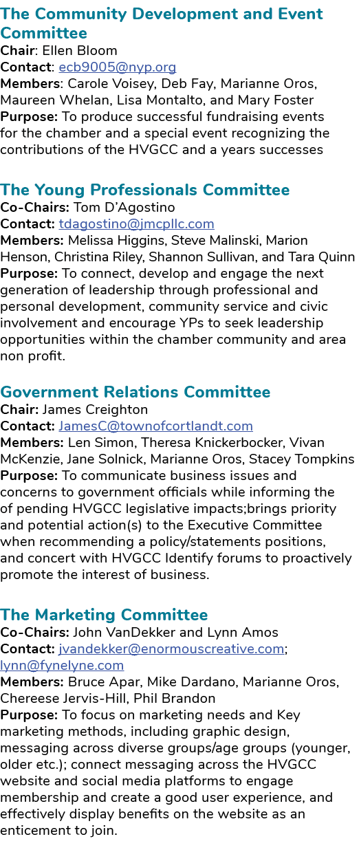 The Community Development and Event Committee Chair: Ellen Bloom Contact: ecb9005@nyp.org Members: Carole Voisey, Deb...
