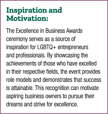 Inspiration and Motivation: The Excellence in Business Awards ceremony serves as a source of inspiration for LGBTQ+ e...
