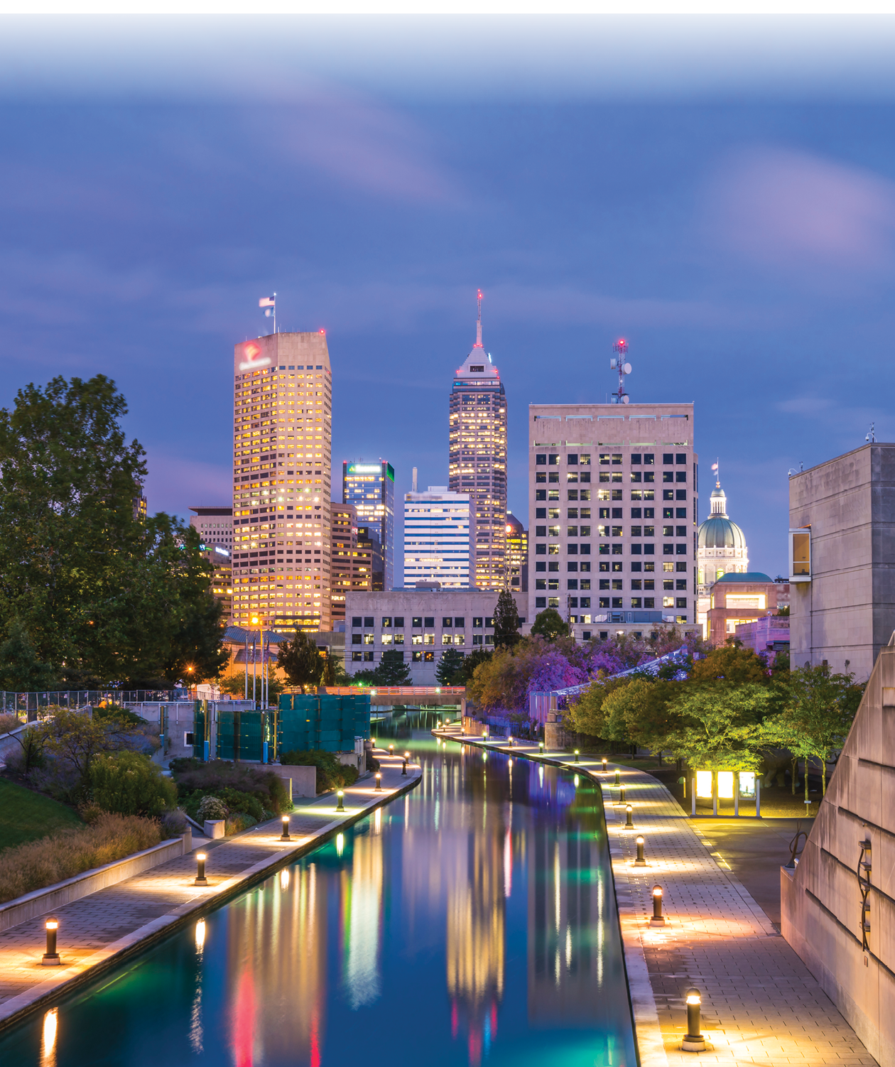indianapolis,indiana,usa-09-13-17, beautiful indiannapolis skyline with reflection on water.