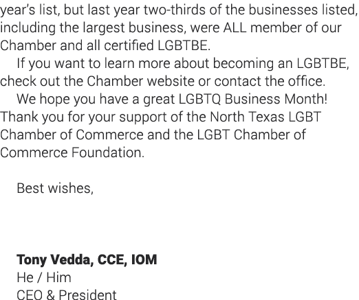 year s list, but last year two-thirds of the businesses listed, including the largest business, were ALL member of ou   