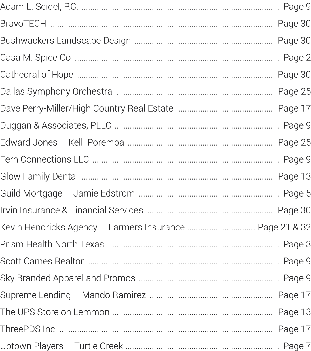Adam L  Seidel, P C    Page 9 BravoTECH   Page 30 Bushwackers Landscape Design   Page 30 Casa M  Spice Co   Page 2 Ca   