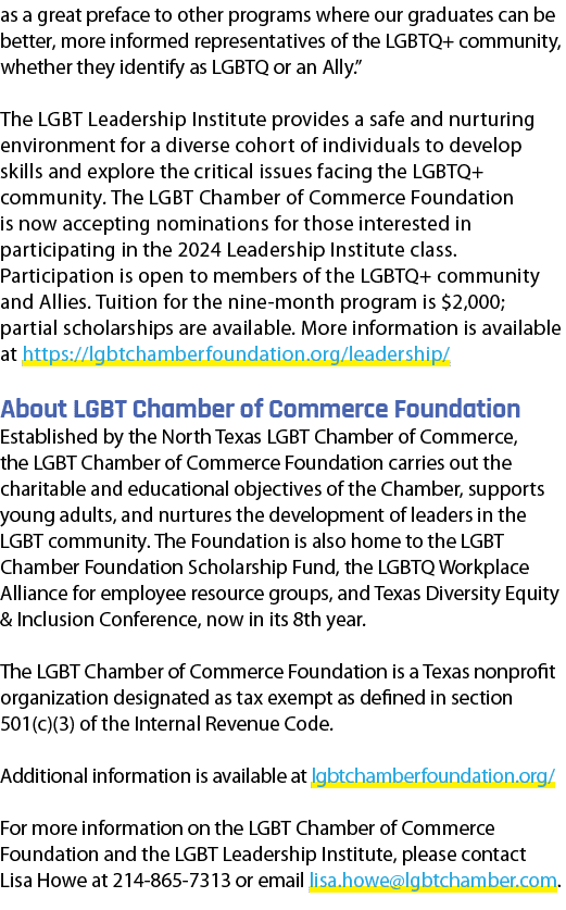 as a great preface to other programs where our graduates can be better, more informed representatives of the LGBTQ+ c...