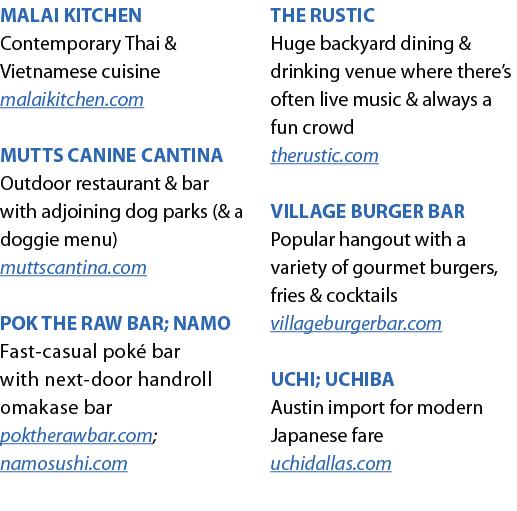 MALAI KITCHEN Contemporary Thai & Vietnamese cuisine malaikitchen.com MUTTS CANINE CANTINA Outdoor restaurant & bar ...