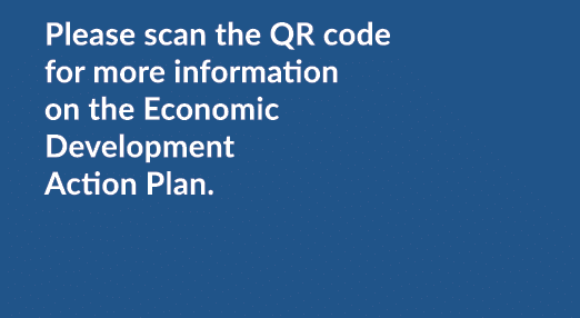 Please scan the QR code for more information on the Economic Development Action Plan.