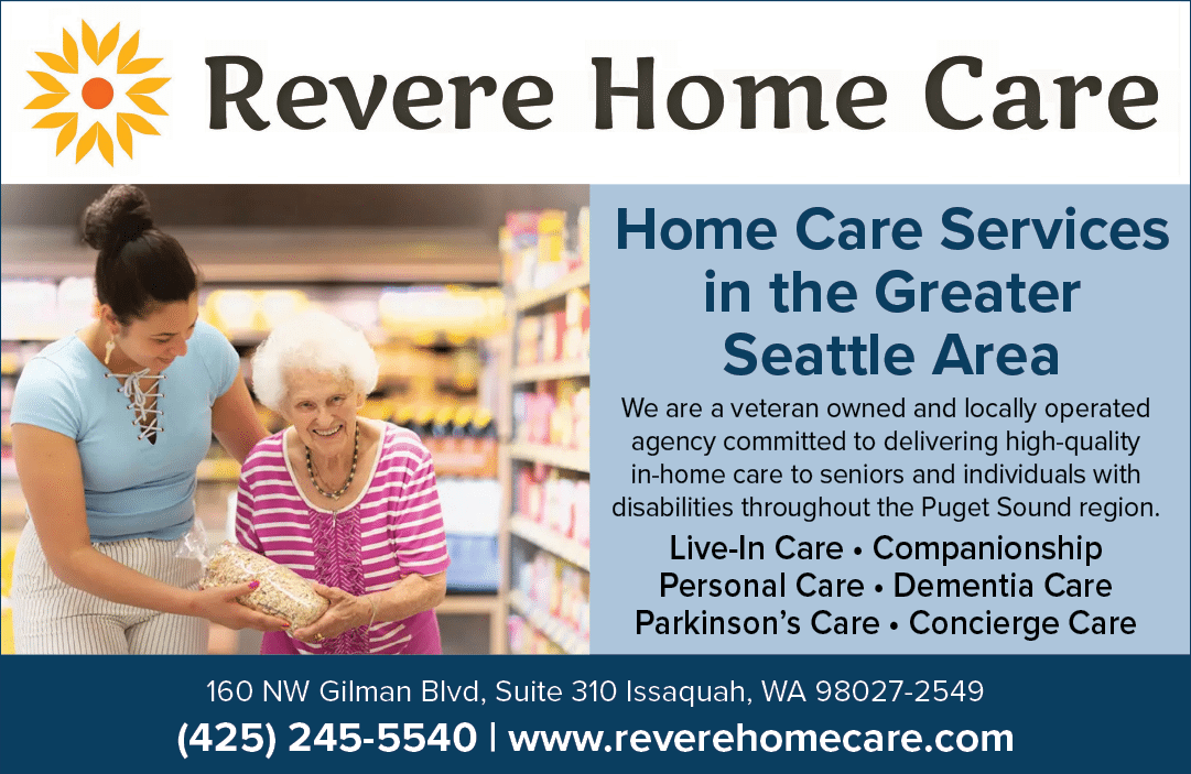An advertisement for Revere Home Care Services in the greater Seattle area. AI generated content