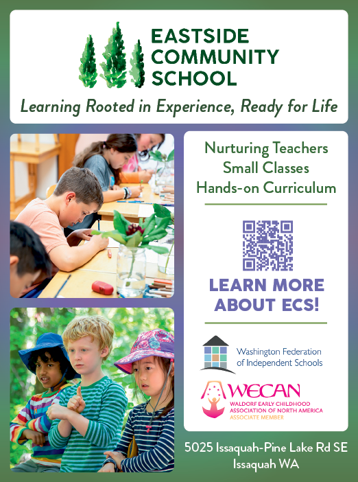 A flyer advertises Eastside Community School, which offers learning experiences for students. AI generated content
