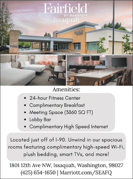 A hotel advertisement for Fairfield Inn & Suites by Marriott, featuring a picture of the hotel and its amenities. AI generated content