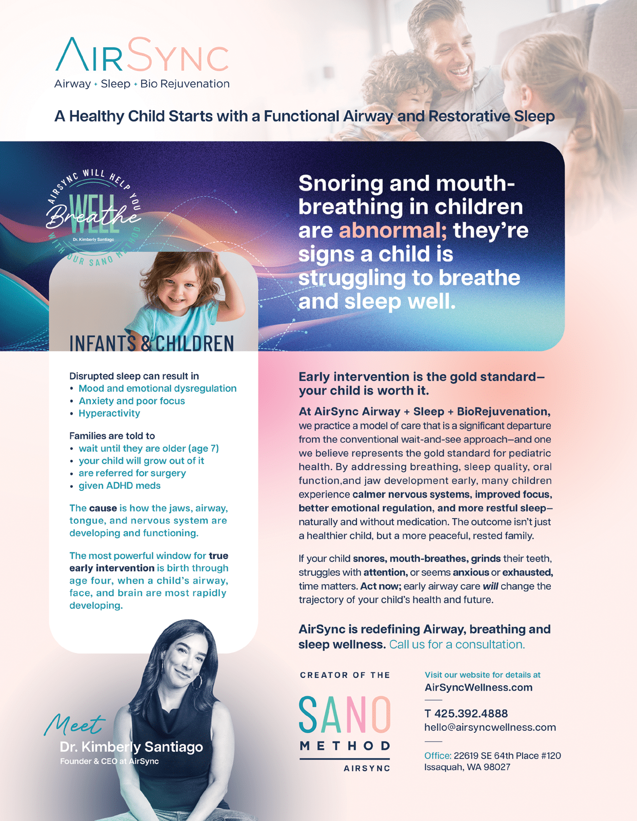 A woman is shown on a flyer for AirySync, a company that offers sleep solutions. AI generated content