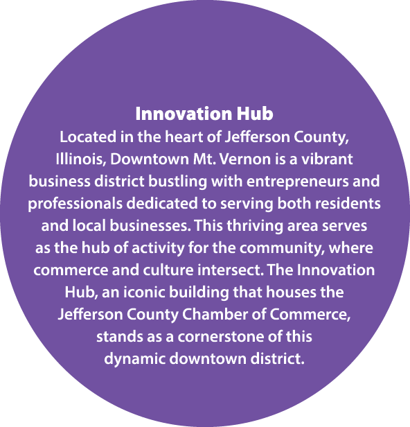  Innovation Hub Located in the heart of Jefferson County, Illinois, Downtown Mt. Vernon is a vibrant business distric...