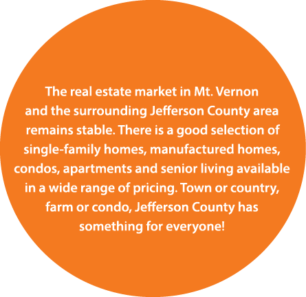  The real estate market in Mt. Vernon and the surrounding Jefferson County area remains stable. There is a good selec...