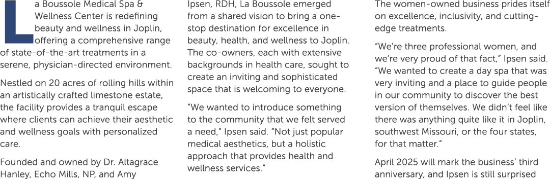 La Boussole Medical Spa & Wellness Center is redefining beauty and wellness in Joplin, offering a comprehensive range...