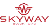 A red and white logo for Skyway Buick GMC. AI generated content