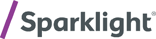 A logo for Sparklight is displayed in white and purple. AI generated content