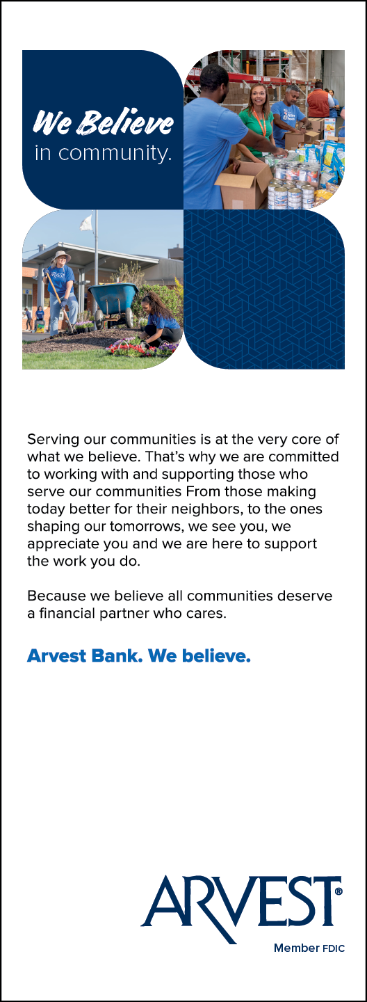 A flyer for Arvest Bank with a blue and white background. AI generated content