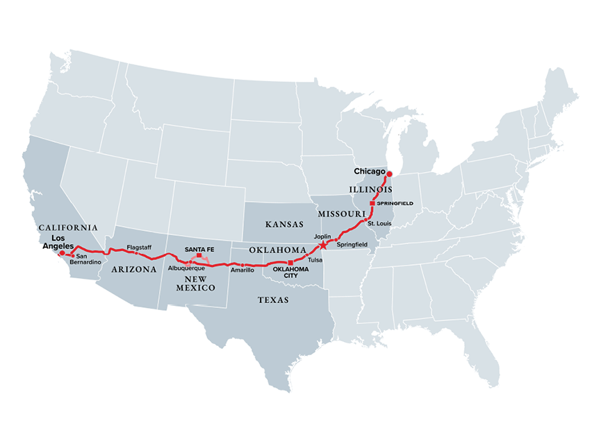 A map of the United States shows the route of the Transcontinental Railroad. AI generated content