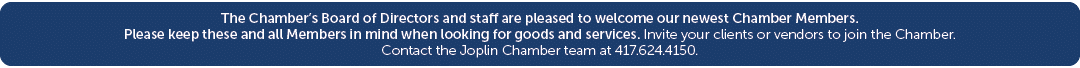 The Chamber’s Board of Directors and staff are pleased to welcome our newest Chamber Members. Please keep these and a...