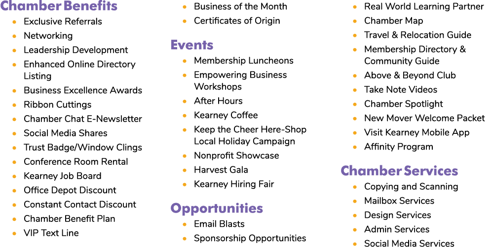 Chamber Benefits • Exclusive Referrals • Networking • Leadership Development • Enhanced Online Directory Listing • Bu...