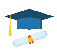 Graduation hat and diploma scroll flat design icon. Graduation celebration cap web cartoon icon. Isolated vector graduation student hat